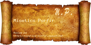 Misetics Porfir névjegykártya